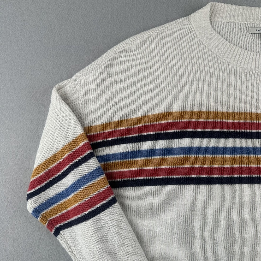 American Eagle Outfitters Women's Cozy Rainbow Stripes Size Small Sweater - Picture 4 of 12